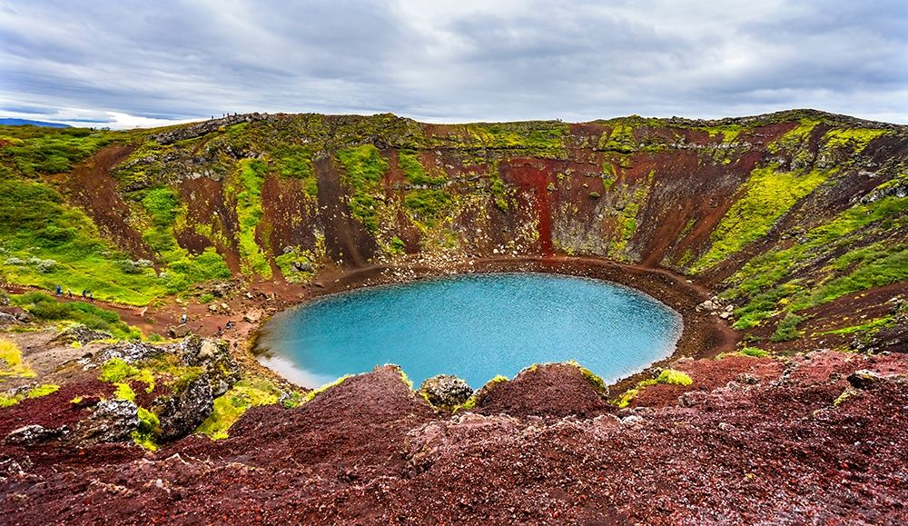 Red green Kerio Volcano Crater blue Lake Golden Falls Golden Circle art print by William Perry for $57.95 CAD